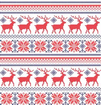 Winter festive Christmas knitted pattern woolen knitted Illustrazione stock