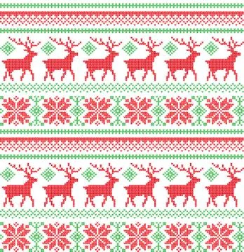 Winter festive Christmas knitted pattern woolen knitted Stock Illustration