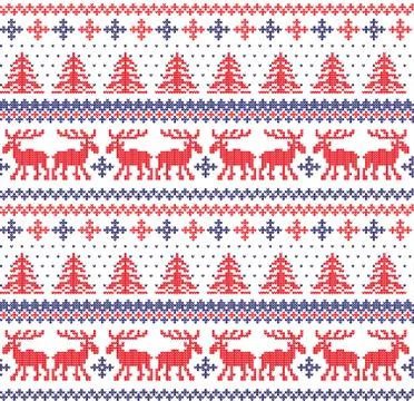 Winter festive Christmas knitted pattern woolen knitted Illustrazione stock