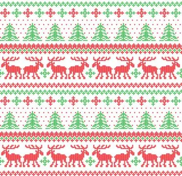 Winter festive Christmas knitted pattern woolen knitted Stock Illustration