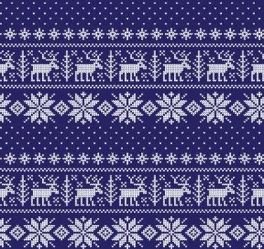 Winter festive Christmas knitted pattern woolen knitted Stock Illustration