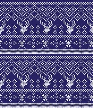 Winter festive Christmas knitted pattern woolen knitted Stock Illustration