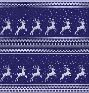 Winter festive Christmas knitted pattern woolen knitted Stock Illustration
