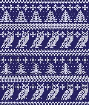 Winter festive Christmas knitted pattern woolen knitted Stock Illustration