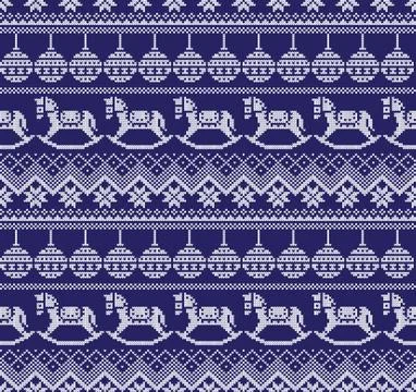 Winter festive Christmas knitted pattern woolen knitted Stock Illustration