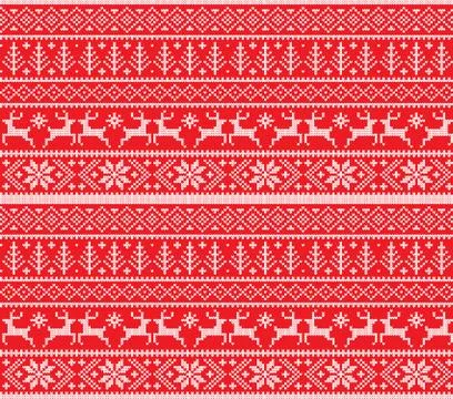 Winter festive Christmas knitted pattern woolen knitted Stock Illustration