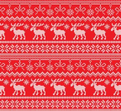 Winter festive Christmas knitted pattern woolen knitted Illustrazione stock