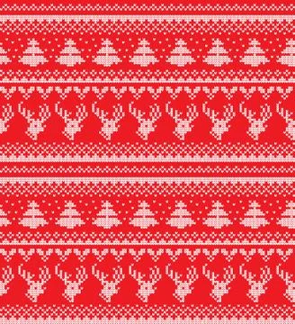 Winter festive Christmas knitted pattern woolen knitted Stock Illustration