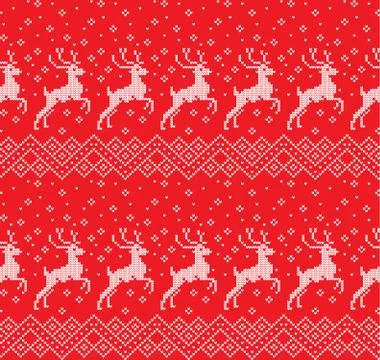 Winter festive Christmas knitted pattern woolen knitted Stock Illustration