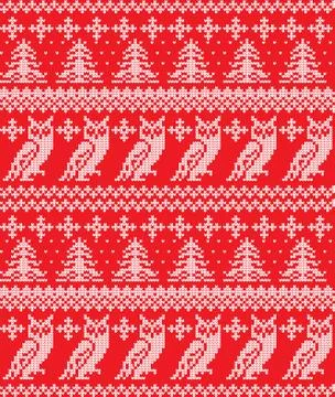 Winter festive Christmas knitted pattern woolen knitted Stock Illustration