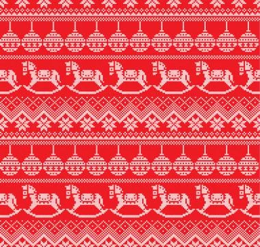 Winter festive Christmas knitted pattern woolen knitted Illustrazione stock