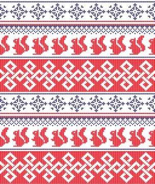 Winter festive Christmas knitted pattern woolen knitted Stock Illustration