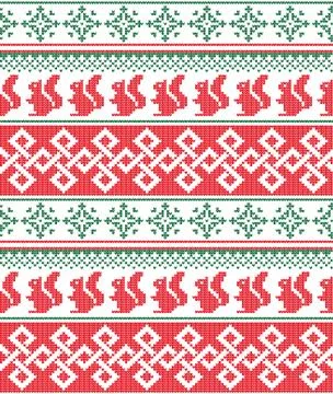 Winter festive Christmas knitted pattern woolen knitted Stock Illustration