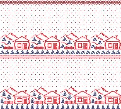 Winter festive Christmas knitted pattern woolen knitted Stock Illustration