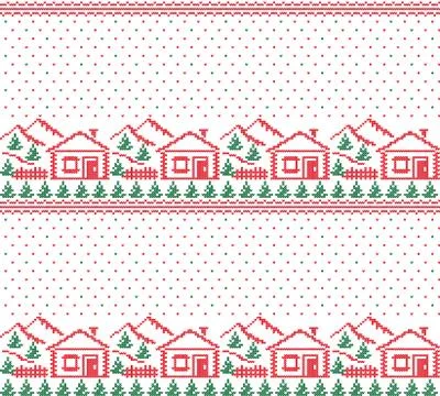 Winter festive Christmas knitted pattern woolen knitted Stock Illustration