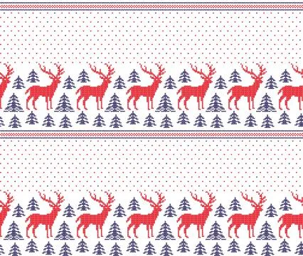 Winter festive Christmas knitted pattern woolen knitted Stock Illustration