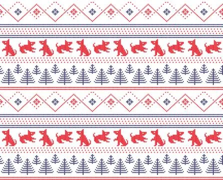 Winter festive Christmas knitted pattern woolen knitted Stock Illustration