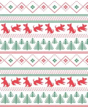 Winter festive Christmas knitted pattern woolen knitted Stock Illustration