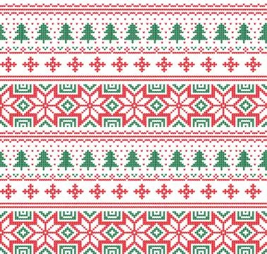 Winter festive Christmas knitted pattern woolen knitted Stock Illustration