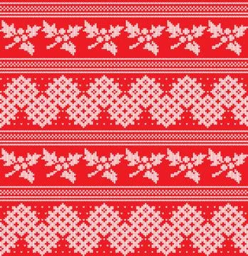 Winter festive Christmas knitted pattern woolen knitted Stock Illustration