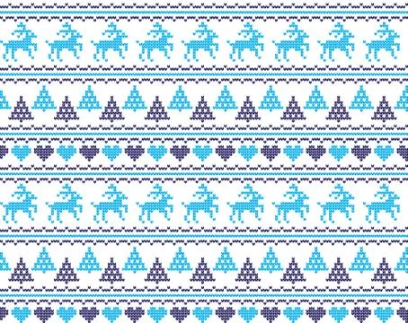 Winter festive Christmas knitted pattern woolen knitted Stock Illustration