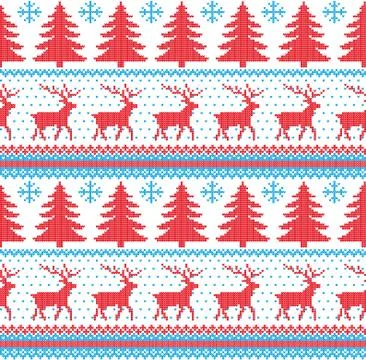 Winter festive Christmas knitted pattern woolen knitted Stock Illustration