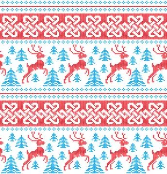 Winter festive Christmas knitted pattern woolen knitted Illustrazione stock
