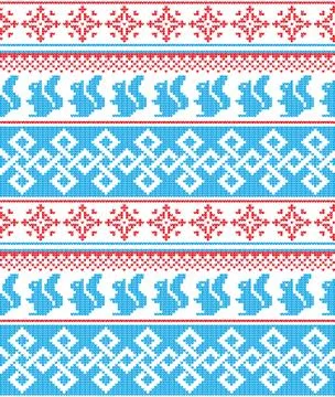 Winter festive Christmas knitted pattern woolen knitted Stock Illustration