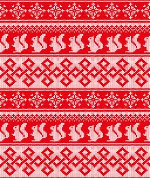 Winter festive Christmas knitted pattern woolen knitted Stock Illustration