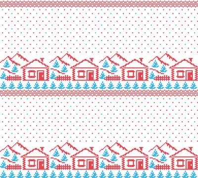 Winter festive Christmas knitted pattern woolen knitted Stock Illustration