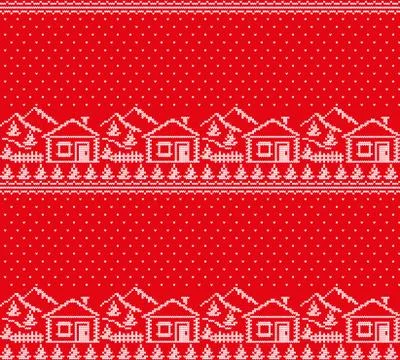 Winter festive Christmas knitted pattern woolen knitted Stock Illustration