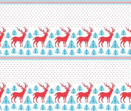 Winter festive Christmas knitted pattern woolen knitted Stock Illustration