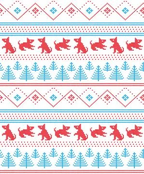 Winter festive Christmas knitted pattern woolen knitted Stock Illustration