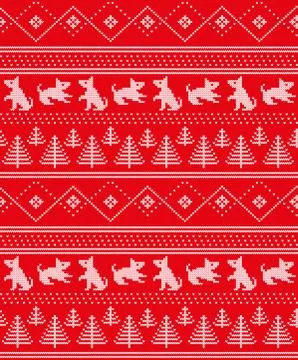 Winter festive Christmas knitted pattern woolen knitted Illustrazione stock