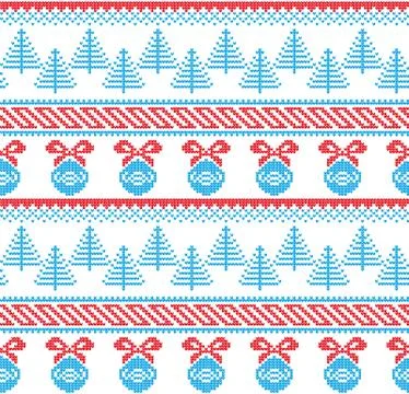 Winter festive Christmas knitted pattern woolen knitted Stock Illustration