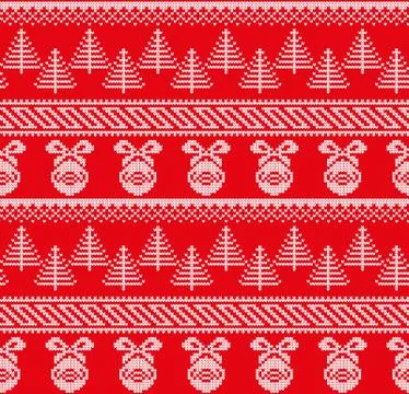 Winter festive Christmas knitted pattern woolen knitted Stock Illustration
