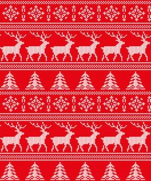 Winter festive Christmas knitted pattern woolen knitted Stock Illustration