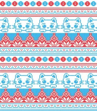Winter festive Christmas knitted pattern woolen knitted Stock Illustration