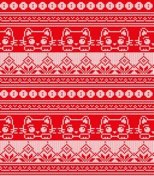 Winter festive Christmas knitted pattern woolen knitted Stock Illustration