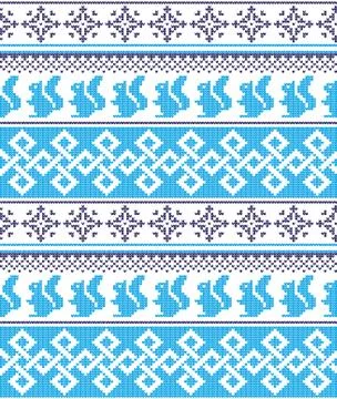 Winter festive Christmas knitted pattern woolen knitted Stock Illustration