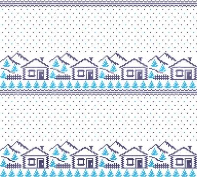 Winter festive Christmas knitted pattern woolen knitted Illustrazione stock