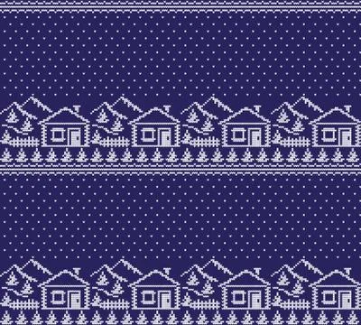 Winter festive Christmas knitted pattern woolen knitted Illustrazione stock