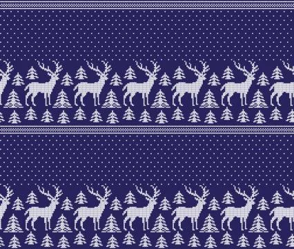 Winter festive Christmas knitted pattern woolen knitted Stock Illustration