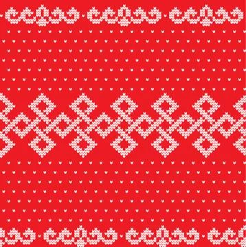 Winter festive Christmas knitted pattern woolen knitted Stock Illustration