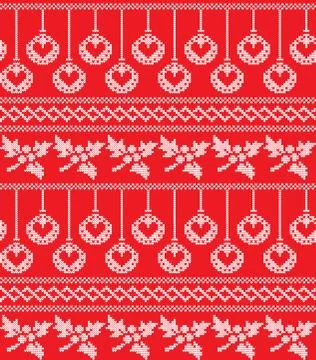 Winter festive Christmas knitted pattern woolen knitted Stock Illustration