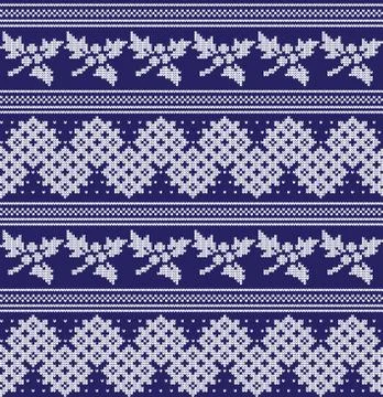 Winter festive Christmas knitted pattern woolen knitted Stock Illustration