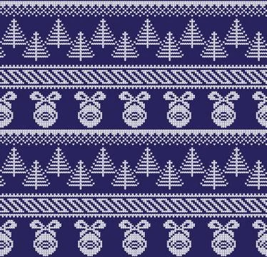 Winter festive Christmas knitted pattern woolen knitted Illustrazione stock
