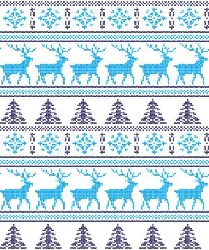 Winter festive Christmas knitted pattern woolen knitted Stock Illustration
