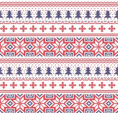 Winter festive Christmas knitted pattern woolen knitted Stock Illustration