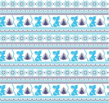 Winter festive Christmas knitted pattern woolen knitted Stock Illustration